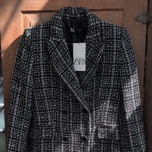 NWT Zara Double Breasted Tweed Coat